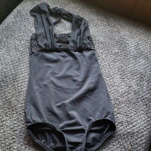 Black halter leotard